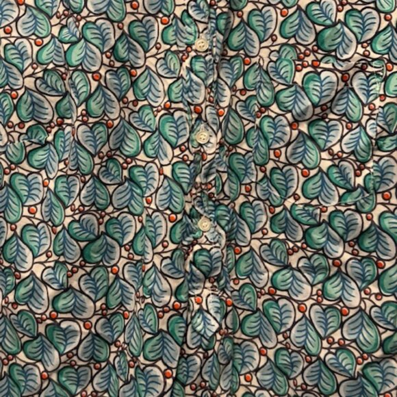 J Crew Leaves & Berries Green Blue Popover Button Front Shirt - Picture 16 of 16